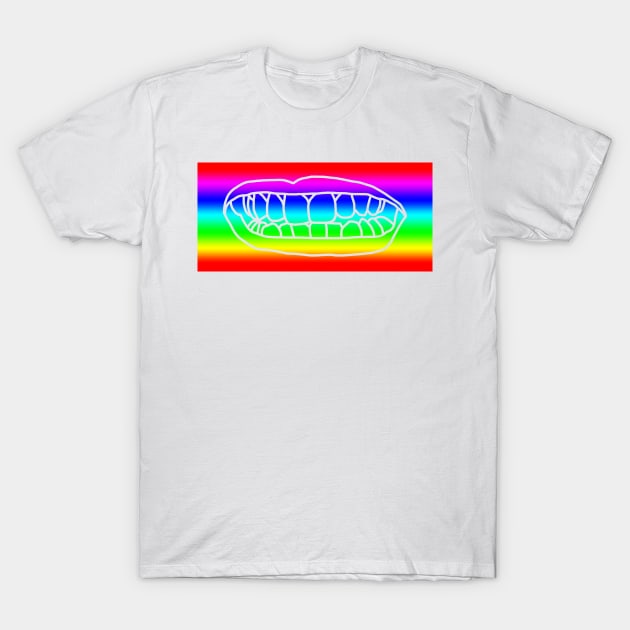 Natural Lips Rainbow Stripes T-Shirt by ellenhenryart